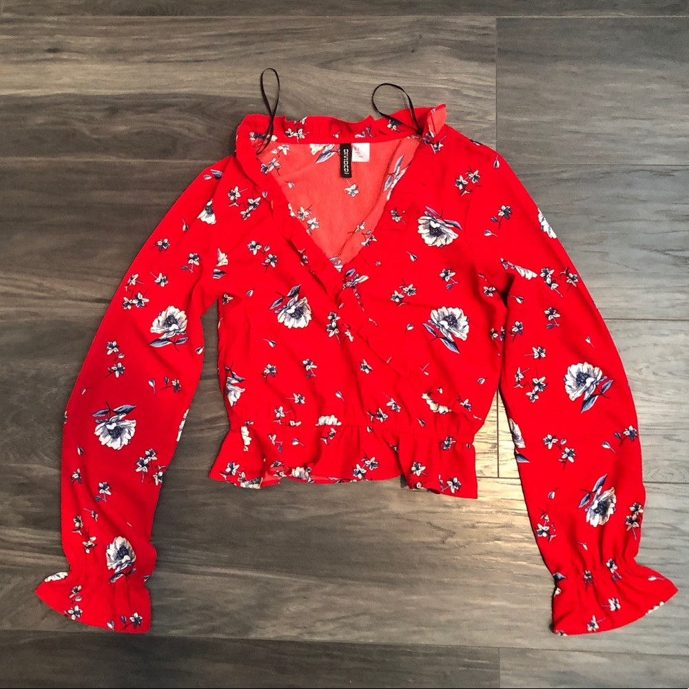 Red Floral Top